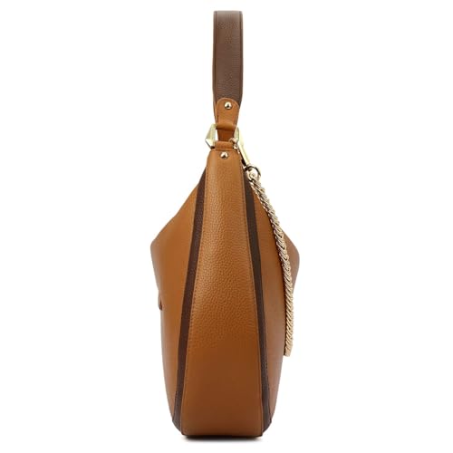 Image of Da Milano Leather Shoulder Bag for Women - Brown (Large) (LB-00317OL)