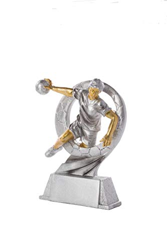 Henecka Handball-Pokal, Resinfigur Handball Damen, Silber mit Gold, mit Wunschgravur, Größe 17 cm Cover