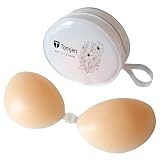 [Tomjen] シリコンでもっちり吸着ｘナチュラルな美胸を【汗や水に強く、高密着キープ】 シリコンブラ ヌーブラ 盛れる 水着用 (JP, カップバンド, D, 3Dポーチ付)