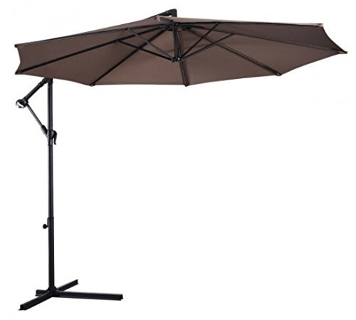 10 Hanging Umbrella Patio Sun Shade Offset Outdoor Market W Cross Base Tan Buy Online In Aruba At Desertcart