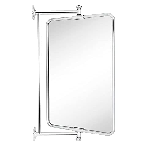 TEHOME Chrome Pivot-N-View Bathroom Mirror Cover