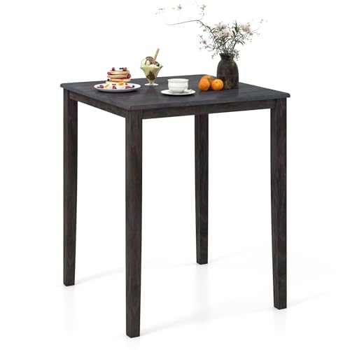 Giantex Square Dining Table with Solid Wood Frame 220lbs Capacity 30x30x36 Kitchen Table for 4-Person Counter Height Bar Tables for Small Space Dining Room Living Room Pub Apartment Grey