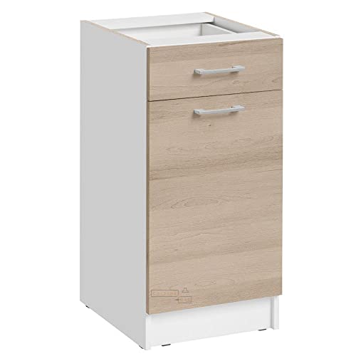 Cuisineandcie - Meuble Bas de Cuisine Eco Chene Naturel 1 Porte 1 tiroir L 40 cm