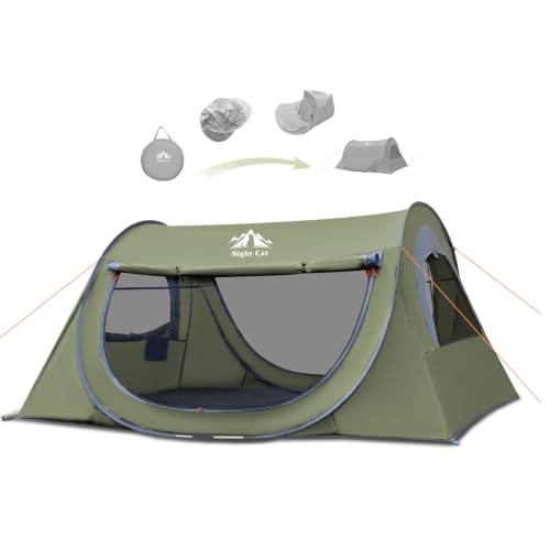 Night Cat Pop-up Camping Tent: 2 Person Tent Waterproof...
