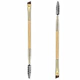 Kingfansion 1PCS Makeup Bamboo Handle Double Eyebrow Brush + Eyebrow Comb