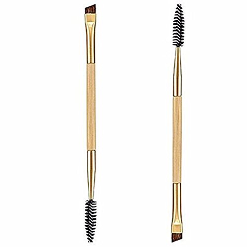 Kingfansion 1PCS Makeup Bamboo Handle Double Eyebrow Brush + Eyebrow Comb