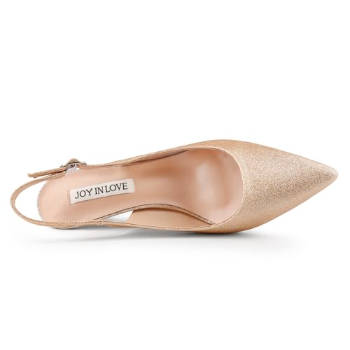 Image of JOY IN LOVE Slingback Kitten Heels for Women Closed Pointed Toe Pumps Dress Shoes