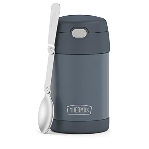 THERMOS FUNTAINER 16 Ounce Stainless Steel Vacuum Insulated Food Jar with Spoon, Stone Slate