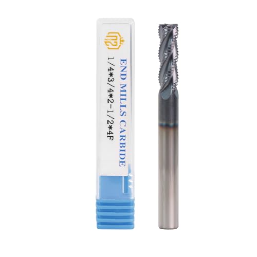 NZ 1/4" 4-Flute Roughing End Mill, CNC Milling Bits AlTiN-Coated Solid Carbide for Alloy Steel, Hardened Steel, Stainless Steel &amp; Cast Iron | 1-Pack