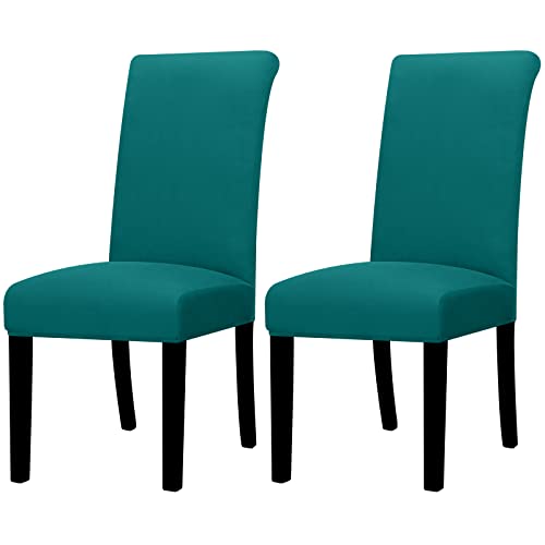 Lellen Dining Chair Covers Set of 2, Stretch Chair Covers Dining Chair Slipcovers Removable Washable Reusable Home & Kitchen Decor Protector Dining Room Chair Covers,Teal