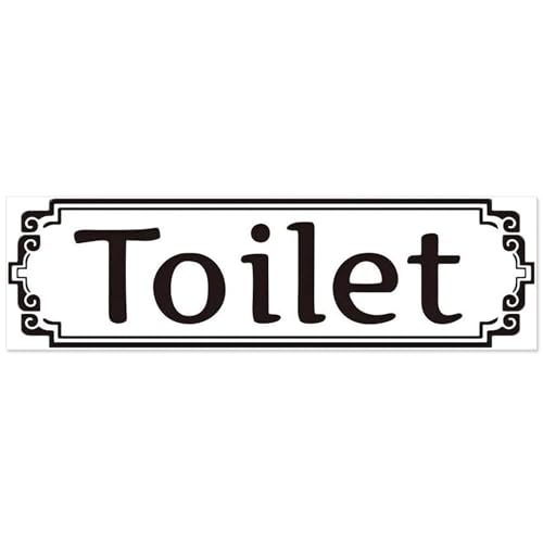 DWUENT Toilet signs for door, toilet sign, toilets stickers, Bathroom Door Sticker Self Adhesive Vinyl Decal, WC Black 30x10cm