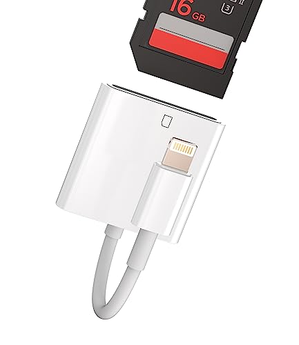 Lightning Adapter SD Card Reader for iPhone Camera Memory Photo Photography Viewer Accessories Compatible for Apple MFI Certified 11 12 13 14 Pro Max X XS XR 8 7 6 Plus SE Ipad Air Mini 2018 2019 2020