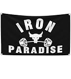 Iron Paradise Flag 3x5 Ft Indoor Outdoor Gym Banners for Home Gym Wall Decor, Fade Resistant Funny Flags 90x150cm with 4 Brass Grommets