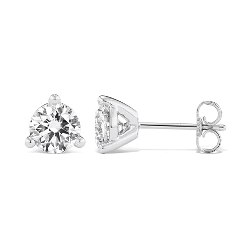 IGI Certified 1.50 to 4.00 Carat Lab Grown Diamond Round Stud Earrings for Women I 14k White Gold Earrings for Her (I-J, VS1-VS2, cttw) 3-Prong Martini Set Diamond I Push Back Studs