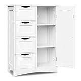 SUPER DEAL Bathroom Storage Cabinet with 4 Drawers and 1 Cupboard, Entryway Home Decor Furniture Towels Storage Organizer Unit, White