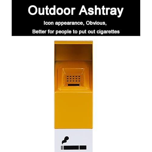 Outdoor Standing Ashtray - Metal Receptacle for Commercial Use, Smokers' Stand Up Ashtray for Patios, Gardens, Hotels, Pubs & Offices - Black Trash Can