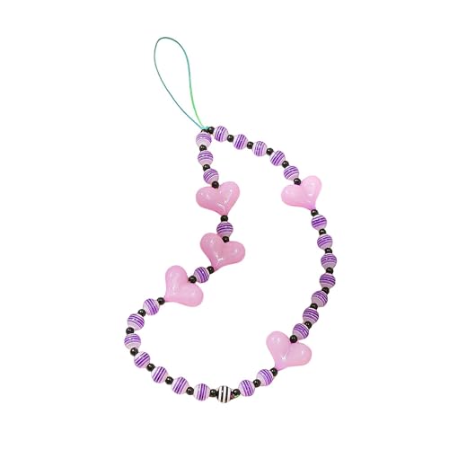 Staqlo Handmade Heart Beads Phone Charm - Cute Colorful Phone Bracelet Lanyards and Wrist Straps zlax-2