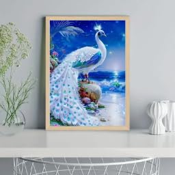 Tableau sur toile Paon blanc pour une décoration de bureau zen