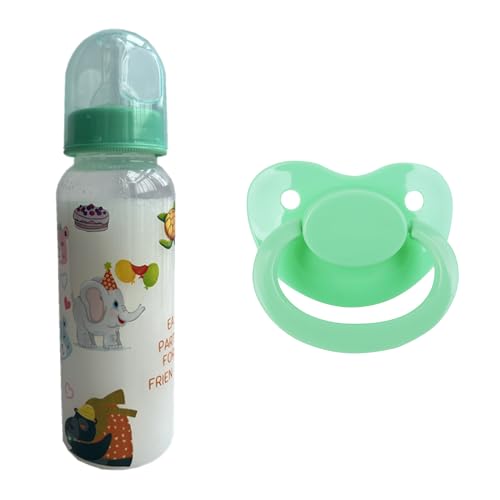Adult Sized Pacifier and Bottle Set，Print May Vary,250ml (Green)