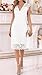 Women's Lace Cocktail Dress Sleeveless V Neck Elegant Bodycon Midi Dress for Wedding Guest Party Evening Formal (US, Alpha, Medium, Regular, Regular, White)