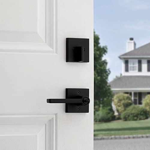 Kwikset 991 Halifax Keyed Entry Lever And Single Cylinder Deadbolt Combo Pack Featuring Smartkey And Microban In Matte Black #TOP5