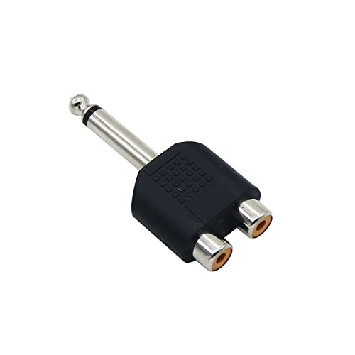 Image of Electronic Spices Single 6.35mm male to 2 RCA female dual splitter interface audio connectors pack of 20pcs