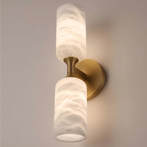 Alabaster Wall Sconces, 14" Modern Spanish Natural Marble Vanity Light,