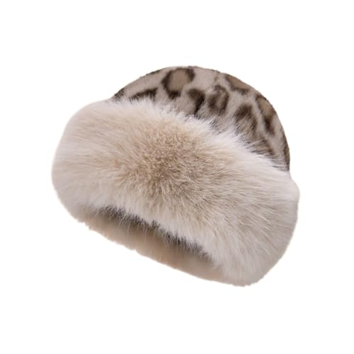Xiyocadt Wintermütze aus Kunstpelz für Damen, Warme Plüsch Wintermütze,Winter Russische Mütze Pelz Damen Kunstfellmütze,für Reisen, Skifahren, Wandern (Beige 2)