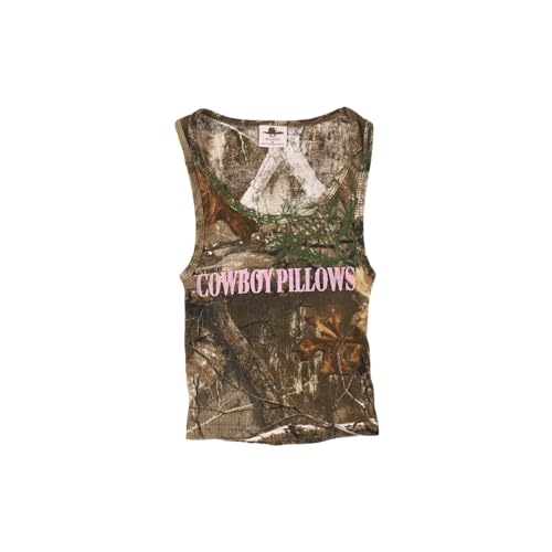 sheisgracielou Cowboy Pillows Tank | Camo Tank with Pink Lettering | X-Large