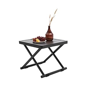 Outdoor Folding Table for Patio Square Side Table for Camping and Picnics Portable Aluminum Tables Foldable Small End Table,Grey