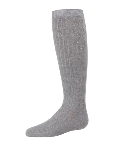 MeMoi Girls' Ribbed Gemstone Knee High Socks