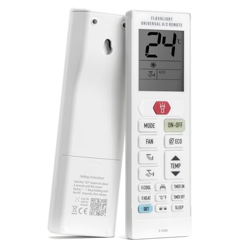 Zmmyld Flashlight Universal AC Remote LCD Air Conditioner Controller for Mitsubishi FUJITSU LG Midea Samsung Daikin Panasonic GREE HITACHI Toshiba SANYO and More Air Conditioning with °F/°C Modes