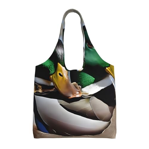 (Mallard Duck) Large Tote Shoulder Bag Fashion Canvas Handbag Reusable Shopping Bag Travel Bag For Women