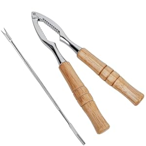 Nut Cracker for All Nuts Heavy Duty Walnut Cracker Zinc Alloy Pecan Cracker Nut Cracker Tool with Non-slip Wood Handles for Walnuts Hazelnuts Almonds Pecans and More-1 Pick Included