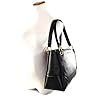 Michael Kors Women's Nicole Large Shoulder Bag Tote Purse Handbag (Black Leather)