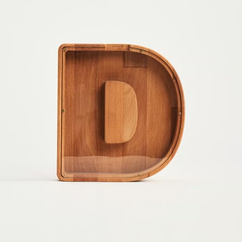 TEXAS BEST GIFT Personalized Letter D Wooden Piggy Bank for Kids