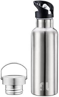 nicelock Insulated Stainless Steel Water Bottle, 500ml Metal Drinking Bottle Cold Hot Drinks Bottle with Standard & Straw Lid for Sports Cycling Camping Fishing Double Walled Leakproof Reusable