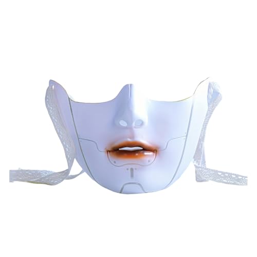 Vinciph White Half-Face Cyberpunk Robot Mask for Teens & Adults (Ages 14+), Mechanical Doll Mask with Realistic Lip Details, Cosplay Accessory for Halloween, Masquerades & Themed Parties