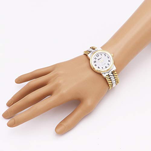 Rosemarie Collections Women's Mother of Pearl Rope Bracelet Cuff Watch (Two Tone)