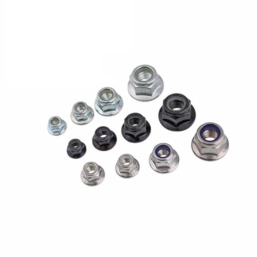 Cqinju-ナット M3 M4 M5 M6 M8 M10 M12 ブラックカーボン 304 ステンレス鋼六角フランジインサートロックナットセルフロックロックナット 2-10 個、 ブラインドファスナー(304 stainless steel,M8 5pc