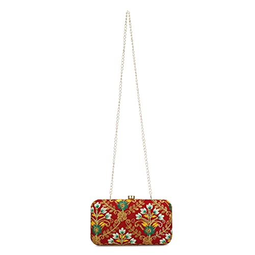 Image of LONGING TO BUY Hand Crafted Designer Box Clutch - Zari Embroidery For Women
