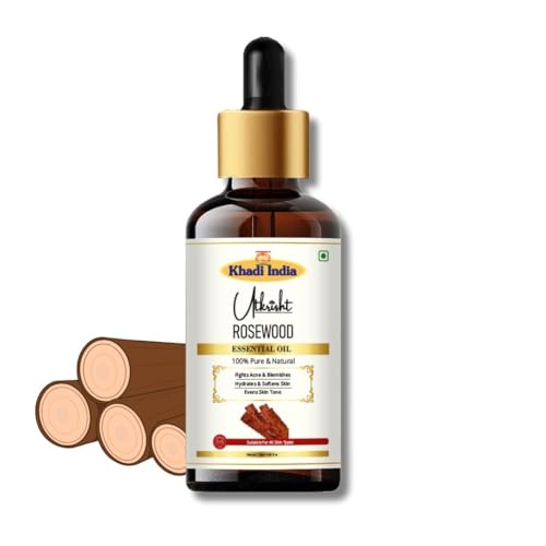 Image of Khadi Rosewood Essential Oil 15 ml | Pure & Natural | Oil for Skin, DIY & Massage | Muscle Relaxation & Anti Aging | Face & Body Massage Oil | All Skin Types | Aromatherapy for Men & Women