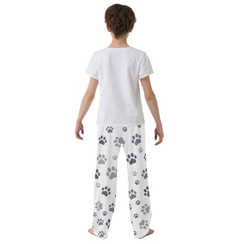 Boys' Pants Paw Print Cat Traces Long Bottoms Jogger Pants Elastic Waist Trousers with Pockets S-XL3