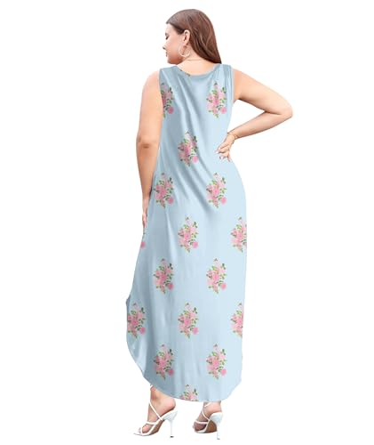 Image of Wolddress Womens 2026 Plus Size Sleeveless Tank Dress Casual Loose Sundress Split Summer Beach Long Maxi Dresses with Pockets