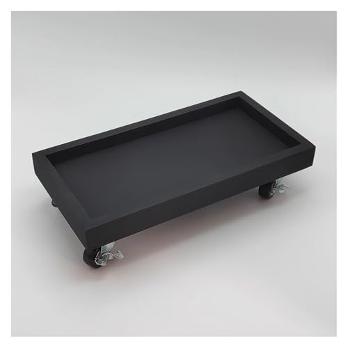 Chariot à Plantes Mobile Robuste avec roulettes - Chariot de Jardin rectangulaire pour intérieur/extérieur - Palette pour Pots de Fleurs roulants (Noir, 42 x 17 cm)