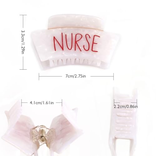 Nurse Cap Hair Claw, Red Heart Clip, Chill Pill Claw - Set of 3