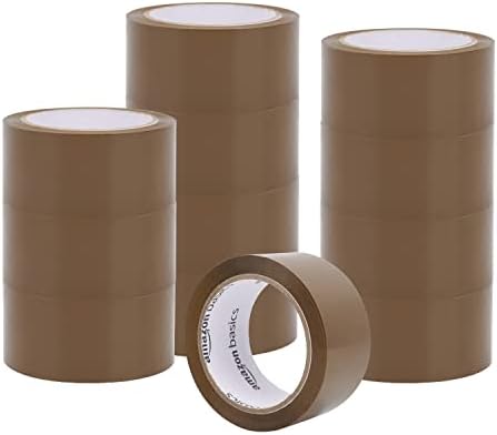 Amazon Basics Packaging Tape, 48mm x 66m, 1.8mil Thickness (6-Roll), Brown