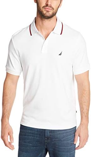 Nautica mens Classic Fit Short Sleeve Solid Tipped Collar Soft Polo Shirt Polo Shirt