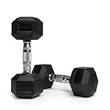 Northern Hex Dumbbell Set Rubber Heavy Weights with Metal Handles Anti-Rolling for Weight Lifting Bodybuilding Exercise Workout Strength Training Home Gym 1kg-50kg Pairs Sets (7KG x2 Dumbbells)
