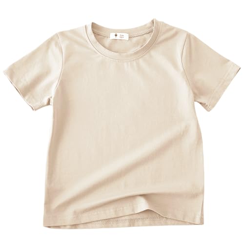 Image of KISBINI Little Girls Boys Short Sleeve T-Shirt Cotton Solid Tees for Toddlers